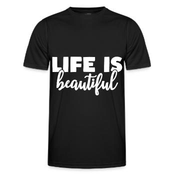 la vie est belle Motivation Citation de vie - T-shirt sport Homme - noir - Devant - AI Model Male 178 dark (178cm)