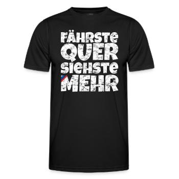 Fährste Quer Siehste Mehr - Männer Funktions-T-Shirt - Schwarz - Vorne - AI Model Male 178 dark (178cm)
