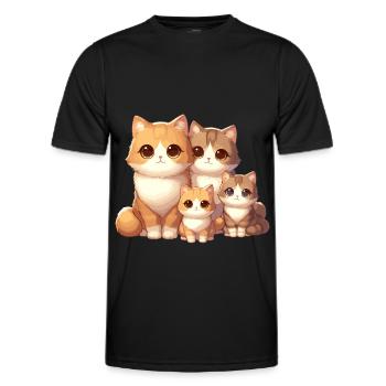 Famille de chats - T-shirt sport Homme - noir - Devant - AI Model Male 178 dark (178cm)