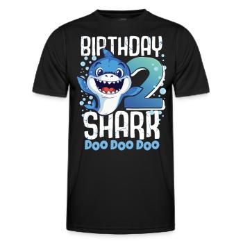 Birthday Shark 2. Geburtstag Haifisch 2 Jahre Hai - Männer Funktions-T-Shirt - Schwarz - Vorne - AI Model Male 178 dark (178cm)