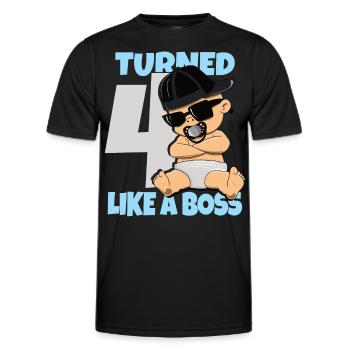 Baby Geburtstag Junge Mädchen 4 Jahre Like a Boss - Männer Funktions-T-Shirt - Schwarz - Vorne - AI Model Male 178 dark (178cm)