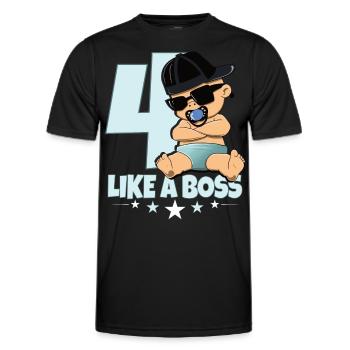 Baby Geburtstag Junge Mädchen 4 Jahre Like a Boss - Männer Funktions-T-Shirt - Schwarz - Vorne - AI Model Male 178 dark (178cm)