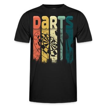 Retro Dart Motifs & Vintage Dartboard 180 Dart - Men's Functional T-Shirt - black - Front - AI Model Male 178 dark (178cm)