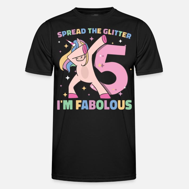Regenbogen Einhorn 5. Geburtstag Mädchen 5 Jahre Männer Funktions-T-Shirt