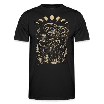 Champignons Boho & Minimalisme Goblincore Esthétique - T-shirt sport Homme - noir - Devant - AI Model Male 178 dark (178cm)