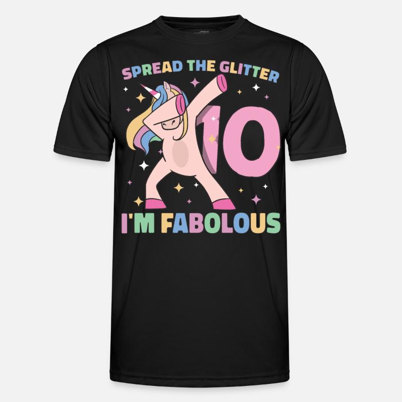 Regenbogen Einhorn 10. Geburtstag Mädchen 10 Jahre Männer Funktions-T-Shirt