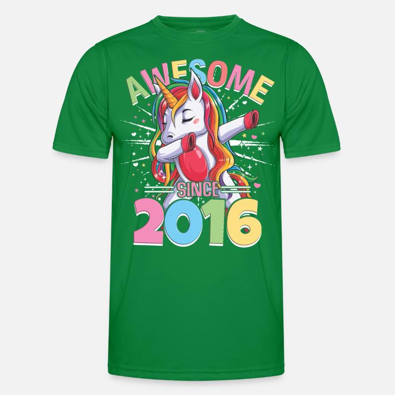 Regenbogen Einhorn 7. Geburtstag Mädchen 7 Jahre Männer Funktions-T-Shirt