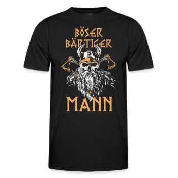 Böser bärtiger Mann! Nordische Mythologie Wikinger - Männer Funktions-T-Shirt - Schwarz - Vorne - AI Model Male 178 dark (178cm)