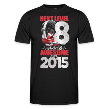 Level Unlocked 8 Years Old 2015 Headset Gaming - Men's Functional T-Shirt - black - Front - AI Model Male 178 dark (178cm)