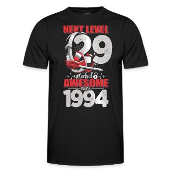 Level Unlocked 29 years old 1994 Headset Gaming - Men's Functional T-Shirt - black - Front - AI Model Male 178 dark (178cm)