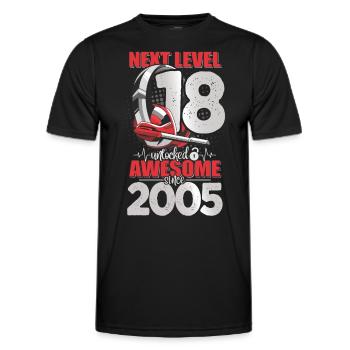 Level Unlocked 18 Years Old 2005 Headset Gaming - Men's Functional T-Shirt - black - Front - AI Model Male 178 dark (178cm)