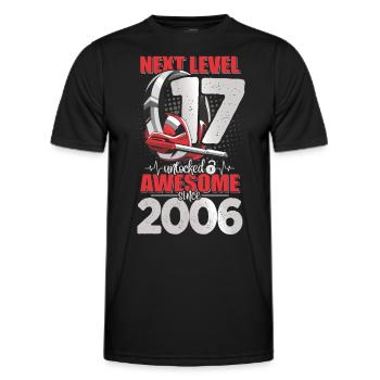 Level Unlocked 17 Years Old 2006 Headset Gaming - Men's Functional T-Shirt - black - Front - AI Model Male 178 dark (178cm)