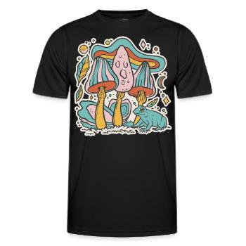 Bunte Pilze Cottage Core Aesthetic Goblincore - Männer Funktions-T-Shirt - Schwarz - Vorne - AI Model Male 178 dark (178cm)
