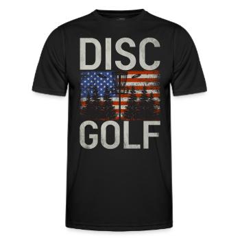 Joueur de Disc Golf et d’Ultimate Frisbee - T-shirt sport Homme - noir - Devant - AI Model Male 178 dark (178cm)