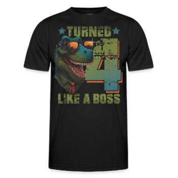 Baby 4. Geburtstag Junge Mädchen Like a Boss - Männer Funktions-T-Shirt - Schwarz - Vorne - AI Model Male 178 dark (178cm)