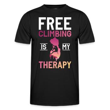 Free Climbing Bergsteiger & Bouldern Freeclimbing - Männer Funktions-T-Shirt - Schwarz - Vorne - AI Model Male 178 dark (178cm)