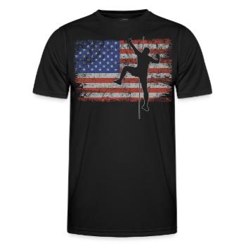 Bouldern Retro USA Flagge Freeclimbing 4th of July - Männer Funktions-T-Shirt - Schwarz - Vorne - AI Model Male 178 dark (178cm)