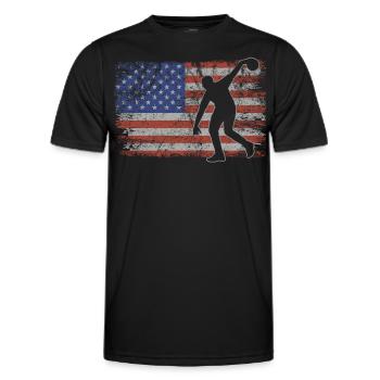 Bowling Retro USA Flag Bowling 4th of July - Men's Functional T-Shirt - black - Front - AI Model Male 178 dark (178cm)
