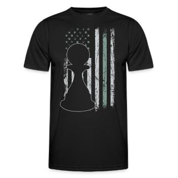 Schach Retro USA Flagge Schachmatt 4th of July - Männer Funktions-T-Shirt - Schwarz - Vorne - AI Model Male 178 dark (178cm)