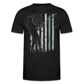 Pêche Retro USA Flag Fishing Rod 4 juillet - T-shirt sport Homme - noir - Devant - AI Model Male 178 dark (178cm)