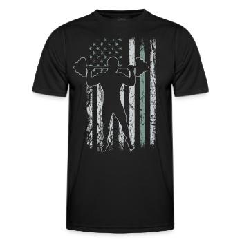 Weightlifting Retro USA Flag Gym 4th of July - Men's Functional T-Shirt - black - Front - AI Model Male 178 dark (178cm)