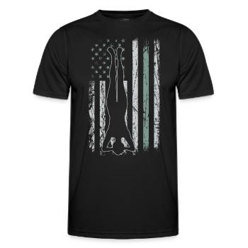 Yoga Retro USA Flagge Fitness 4th of July Yoga - Männer Funktions-T-Shirt - Schwarz - Vorne - AI Model Male 178 dark (178cm)