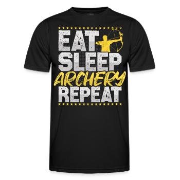 Bogenschießen Eat Sleep Repeat Bogen Bogenschießen - Männer Funktions-T-Shirt - Schwarz - Vorne - AI Model Male 178 dark (178cm)
