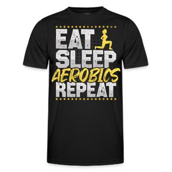 Aerobic Eat Sleep Repeat Cardio Fitness Hobby - Men's Functional T-Shirt - black - Front - AI Model Male 178 dark (178cm)