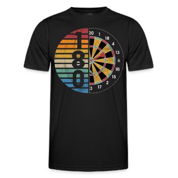 Retro dartboard Dartboard 180 for darts players - Men's Functional T-Shirt - black - Front - AI Model Male 178 dark (178cm)