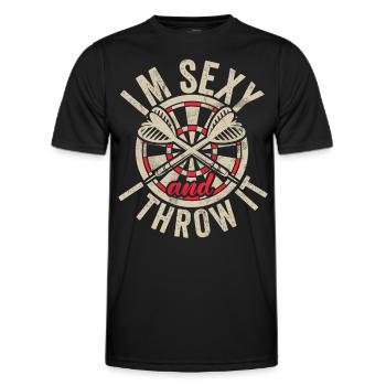 Retro dartboard Dartboard 180 for darts players - Men's Functional T-Shirt - black - Front - AI Model Male 178 dark (178cm)