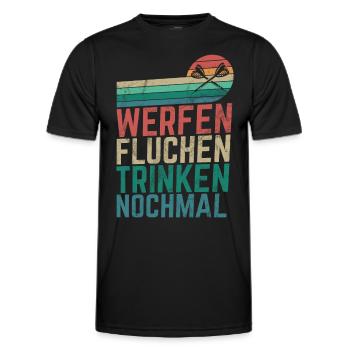 Retro Dartscheibe Dartboard 180 für Dartspieler - Männer Funktions-T-Shirt - Schwarz - Vorne - AI Model Male 178 dark (178cm)