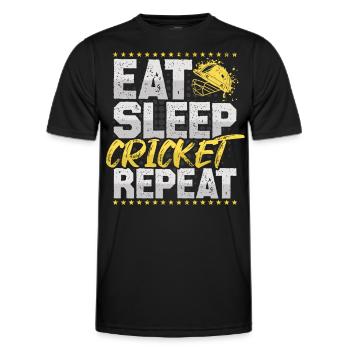 Cricket Eat Sleep Repeat Cricketspieler Cricket - Männer Funktions-T-Shirt - Schwarz - Vorne - AI Model Male 178 dark (178cm)