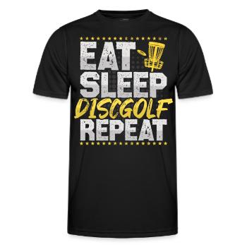 Discgolf Eat Sleep Repeat Frisbee Hobby Discgolf - Men's Functional T-Shirt - black - Front - AI Model Male 178 dark (178cm)