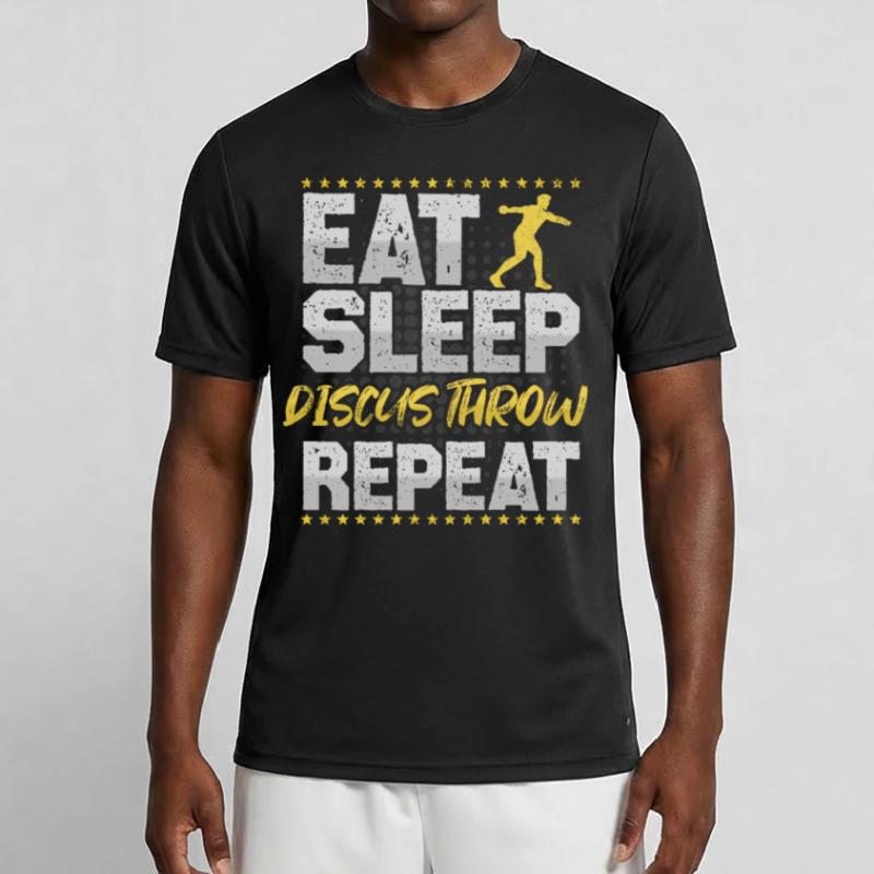 Diskus werfen Eat Sleep Repeat Diskus Diskus Männer Funktions-T-Shirt