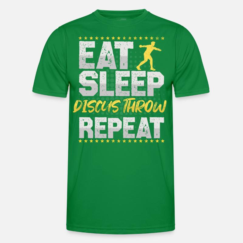Diskus werfen Eat Sleep Repeat Diskus Diskus Männer Funktions-T-Shirt