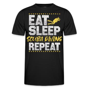 Plongée Manger Dormir Répéter Snorkeling Hobby Plongée - T-shirt sport Homme - noir - Devant - AI Model Male 178 dark (178cm)