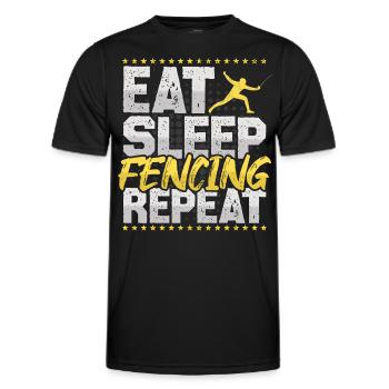 Fechten Eat Sleep Repeat Schwertkampf Schwerter - Männer Funktions-T-Shirt - Schwarz - Vorne - AI Model Male 178 dark (178cm)