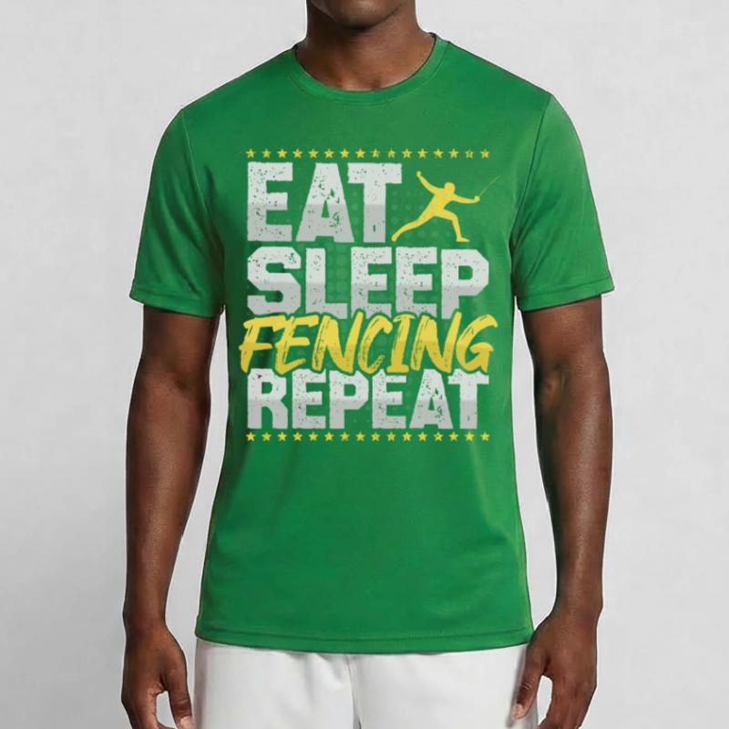 Escrime Manger Dormir Répéter Épée Épée de combat T-shirt sport Homme