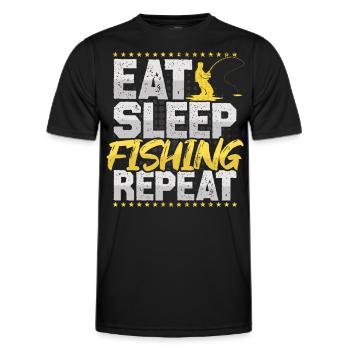 Pêche Manger Dormir Répéter Cannes à pêche Hobby Pêche - T-shirt sport Homme - noir - Devant - AI Model Male 178 dark (178cm)