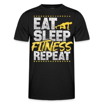 Fitness Eat Sleep Repeat Sport Hobby Fitness - Men's Functional T-Shirt - black - Front - AI Model Male 178 dark (178cm)