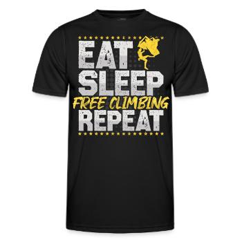 Freeclimbing Eat Sleep Repeat Klettern Hobby - Männer Funktions-T-Shirt - Schwarz - Vorne - AI Model Male 178 dark (178cm)