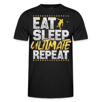 Ultimate Manger Dormir Répéter Frisbee Hobby Ultimate - T-shirt sport Homme - noir - Devant - AI Model Male 178 dark (178cm)