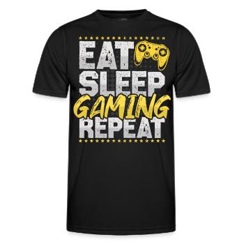 Gaming Eat Sleep Repeat Videogames Hobby Gaming - Männer Funktions-T-Shirt - Schwarz - Vorne - AI Model Male 178 dark (178cm)