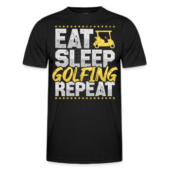 Golf Eat Sleep Repeat Golf spielen Hobby Golf - Männer Funktions-T-Shirt - Schwarz - Vorne - AI Model Male 178 dark (178cm)
