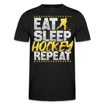 Hockey sur glace Manger dormir Répéter Hockey Hobby Hockey sur glace - T-shirt sport Homme - noir - Devant - AI Model Male 178 dark (178cm)