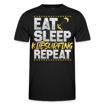 Kitesurf Manger Dormir Répéter Surf Kitesurf - T-shirt sport Homme - noir - Devant - AI Model Male 178 dark (178cm)