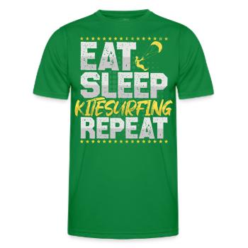 Kitesurfing Eat Sleep Repeat Surfing Kitesurfing - Men's Functional T-Shirt - kelly green - Front - AI Model Male 178 dark (178cm)