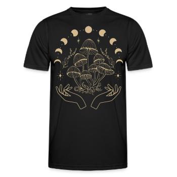 Boho Mushrooms Cottage Core Aesthetic Goblincore - Men's Functional T-Shirt - black - Front - AI Model Male 178 dark (178cm)