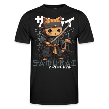 Samurai Cat Kawaii Japanese Ninja Cat - Men's Functional T-Shirt - black - Front - AI Model Male 178 dark (178cm)