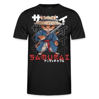 Samurai Cat Kawaii Japanese Ninja Cat - Men's Functional T-Shirt - black - Front - AI Model Male 178 dark (178cm)